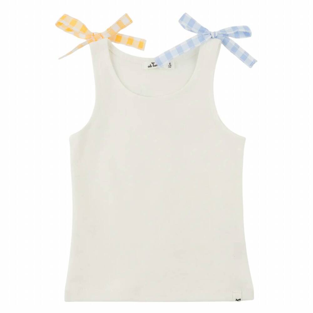 NEW OH BABY! kids oyster checks bow joy tank in checker white